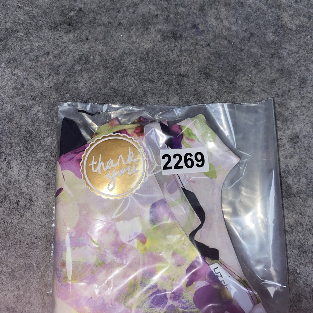 Liz‎ Claiborne Blouse Women's 3X Colorful Floral Black Striped Keyhole Closure - Picture 10 of 10
